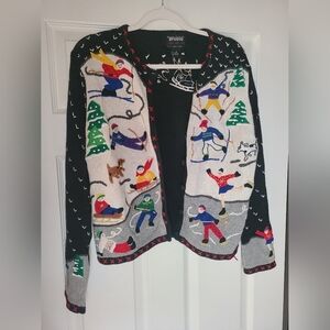 Festive vintage Christmas-themed cardigan